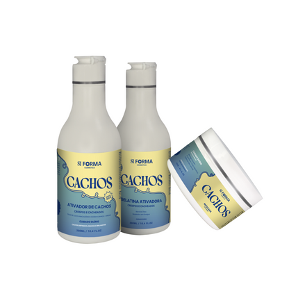 Kit Cachos Ativador Gelatina Modeladora e Máscara Hidratação e Nutrição 3 Produtos