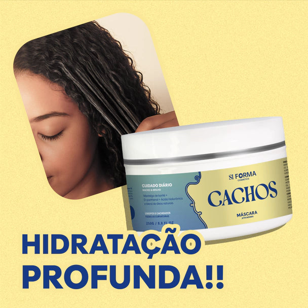 Máscara Cachos Hidratação e Nutrição Tratamento Capilar Definição Anti Frizz 250g