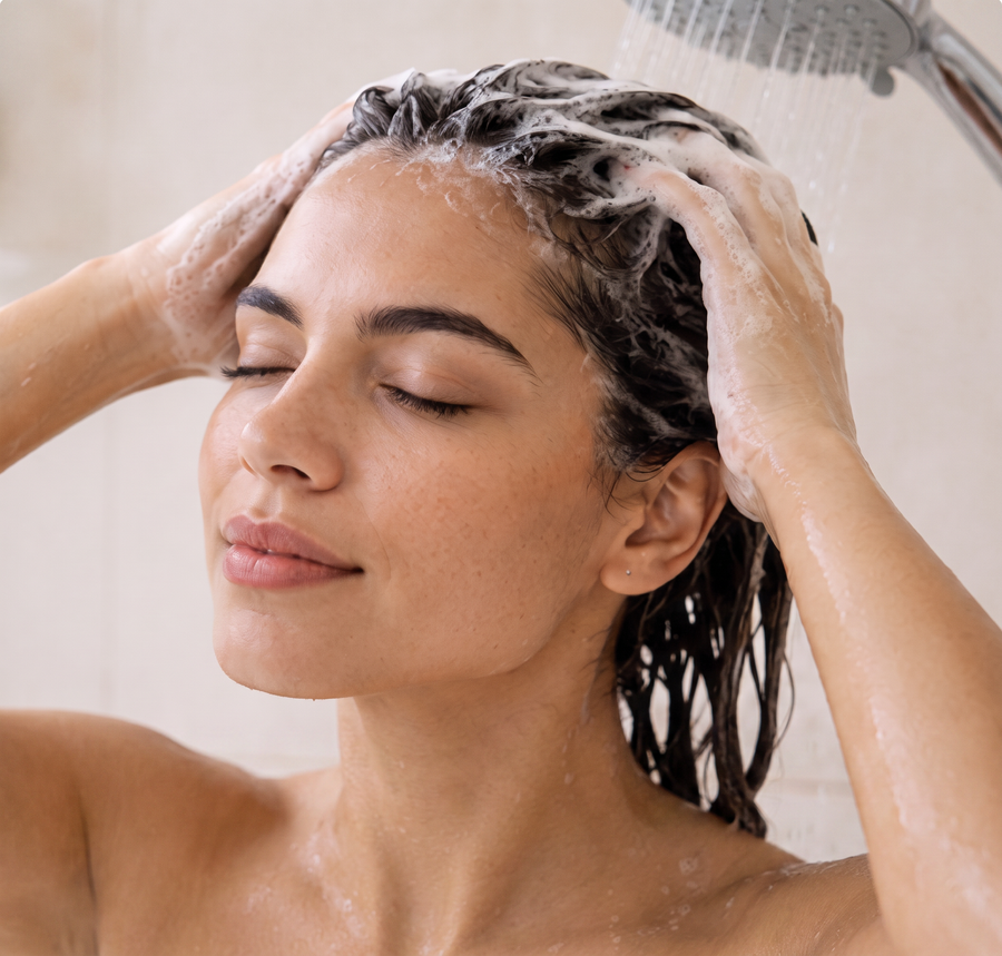 Passo 1 — Lave com o Shampoo Detox